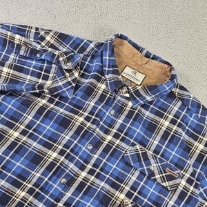 Legendary Whitetails Shirt Mens 3XL Blue Plaid Flannel Button Up Collar